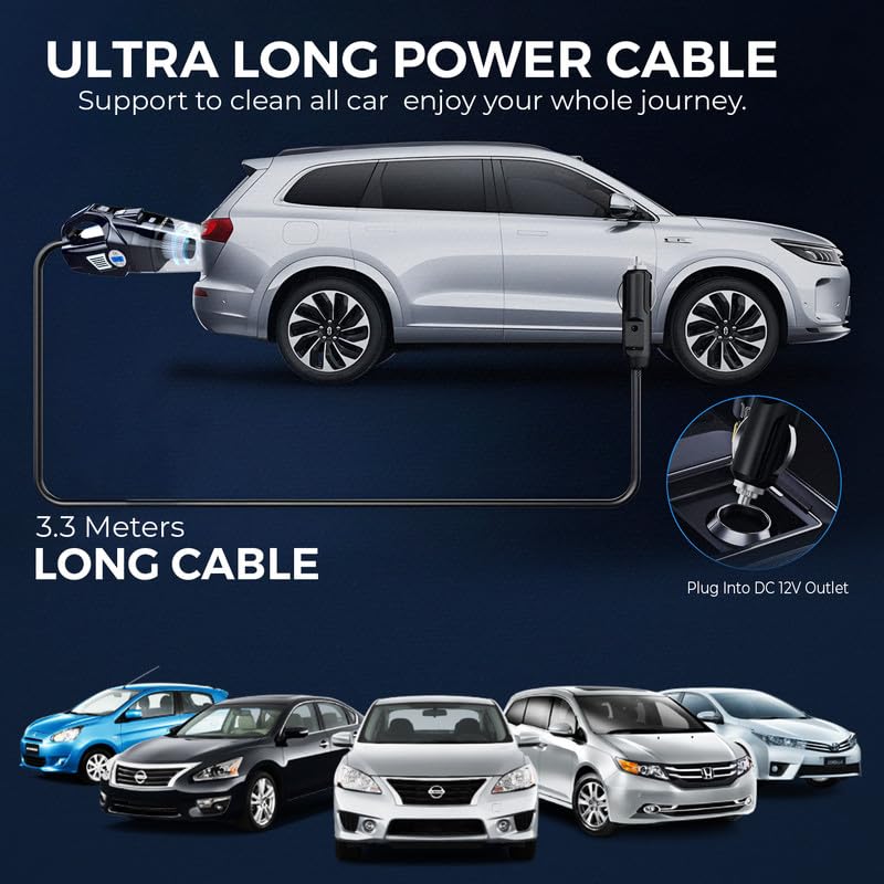 Woscherr AirVac Pro Car Vacuum Cleaner 2in1 & Tyre Inflator for Car and Bike 150 PSI |120 Watt Car Vaccine Cleaner