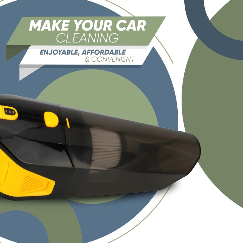GoMechanic Car Vacuum Cleaner - Portable 2 in 1 Wet & Dry Cleaner for Car with High Suction Power 6000PA (Neutron 6000, Black & Yellow)