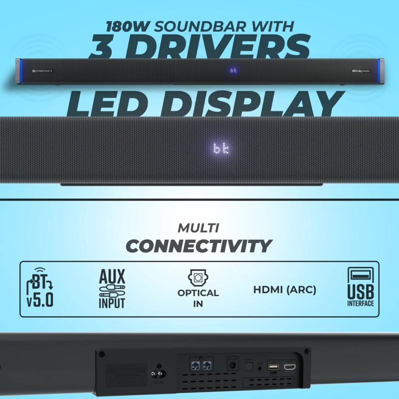 ZEBRONICS ZEB-Juke bar 9530WS Pro Dolby 5.1 550 W Bluetooth Soundbar (Black, 5.1 Channel)