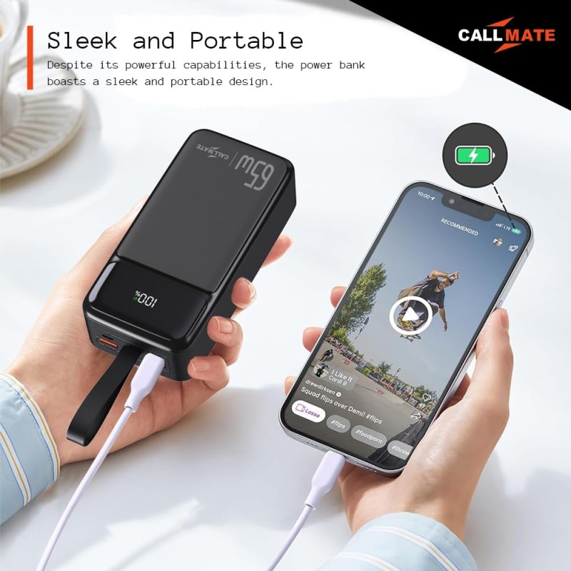 Call mate Callmate 30000 mAh 65 W Power Bank (Black, Lithium Polymer, Fast Charging, Power Delivery 3.0, Quick Charge 3.0 for Laptop, Mobile)
