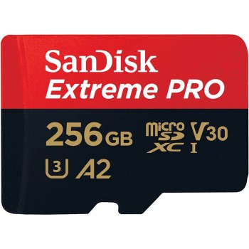 SanDisk Extreme Pro 256GB microSDXC UHS-I, V30, 200MB/s Read, 140MB/s Write, Memory Card for 4K Video on Smartphones.