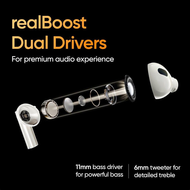 realme Buds Air 5 Pro Truly Wireless in Ear Earbuds with 50Db ANC, Realboost Dual Coaxial Drivers, 360 Spatial Audio