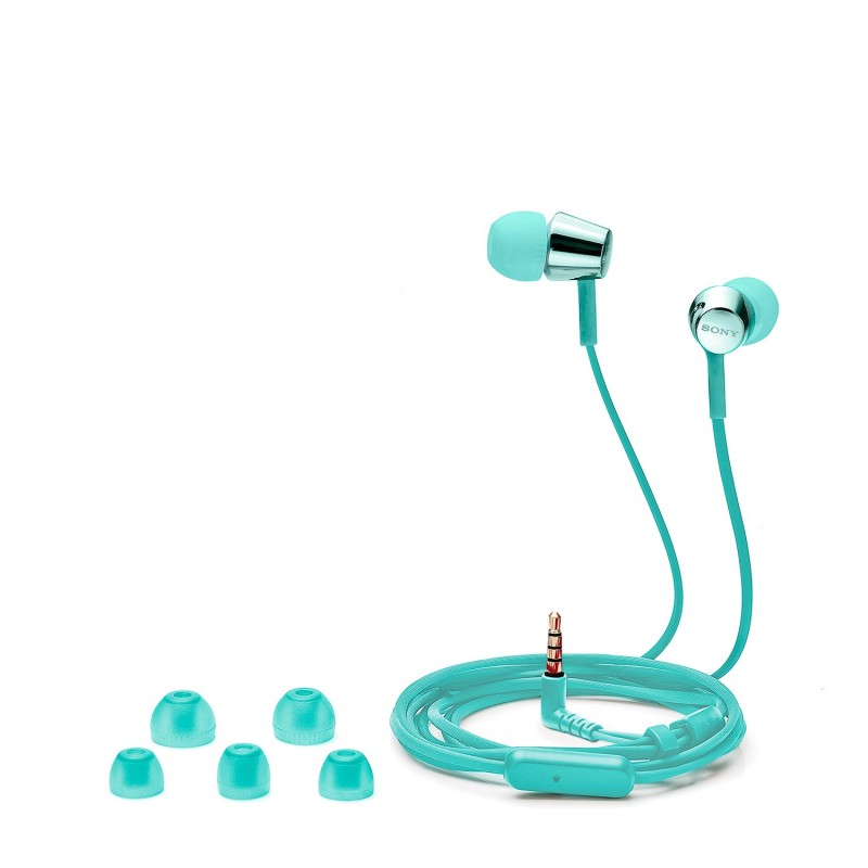 Sony MDR-EX155AP Wired in Ear Headphones with Tangle Free Cable, 3.5mm Jack, Headset with Mic for Phone Calls - (Mint Blue)