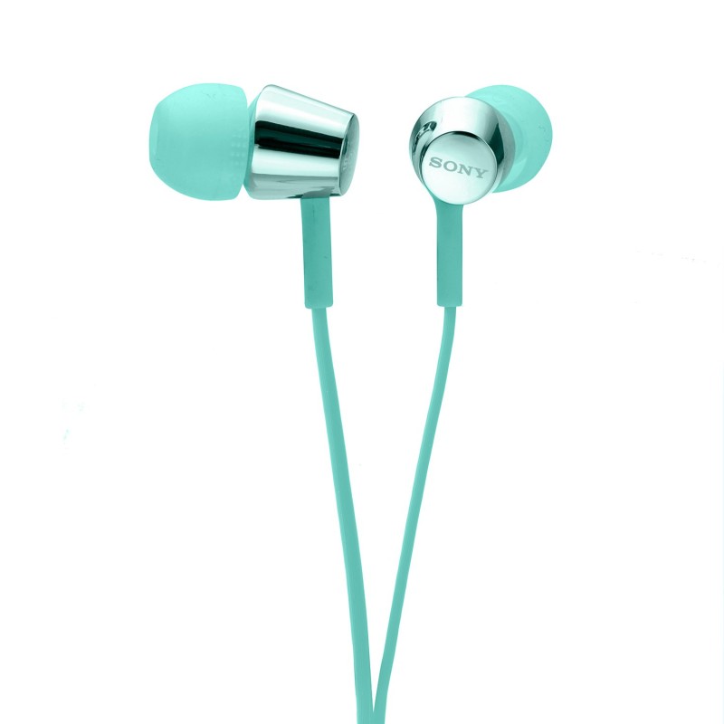 Sony MDR-EX155AP Wired in Ear Headphones with Tangle Free Cable, 3.5mm Jack, Headset with Mic for Phone Calls - (Mint Blue)