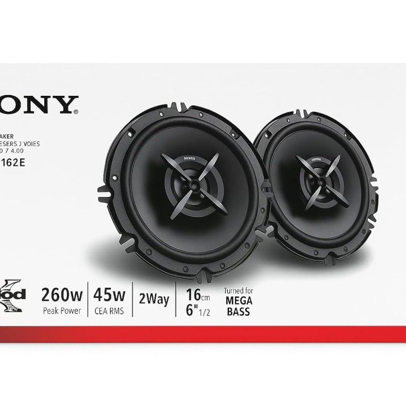 Sony Car Speaker XS-FB162E 16 cm (6.5 inch) 2-Way Coaxial Speakers (Black), Peak Power - 260W, RMS POWER - 45W, RATED POWER - 40W