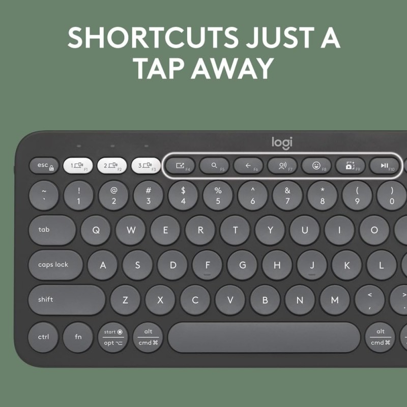 Logitech Pebble Keys 2 K380s, Multi-Device Bluetooth Wireless Keyboard with Customisable Shortcuts - Tonal Black