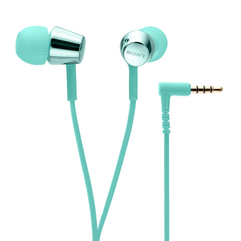 Sony MDR-EX155AP Wired in Ear Headphones with Tangle Free Cable, 3.5mm Jack, Headset with Mic for Phone Calls - (Mint Blue)