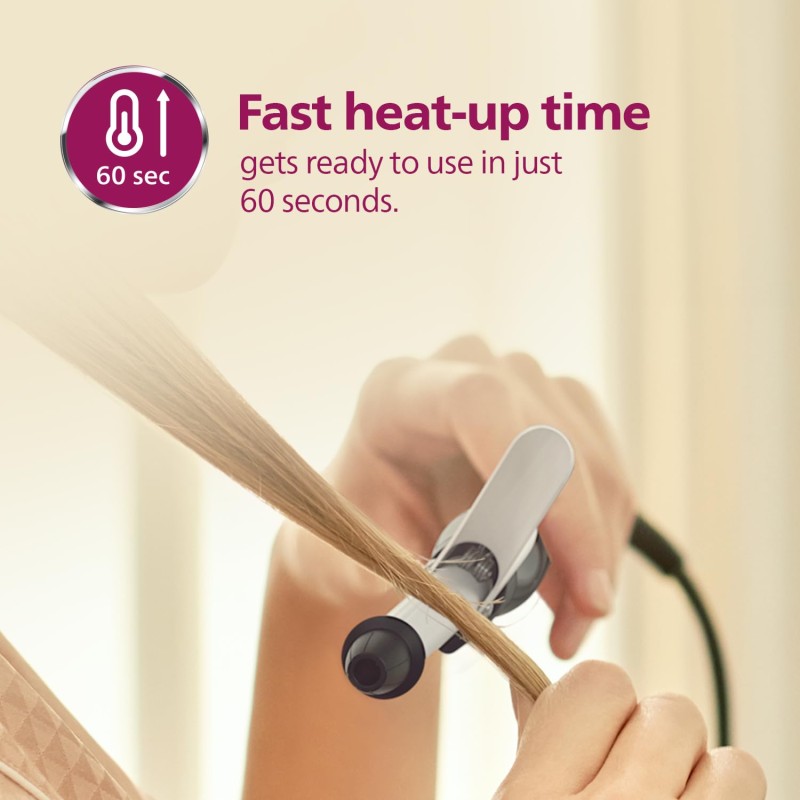 Philips Hair Curler with 16MM Barrel | Ceramic Coated Barrel for Long-Lasting  BHB862/00, Black