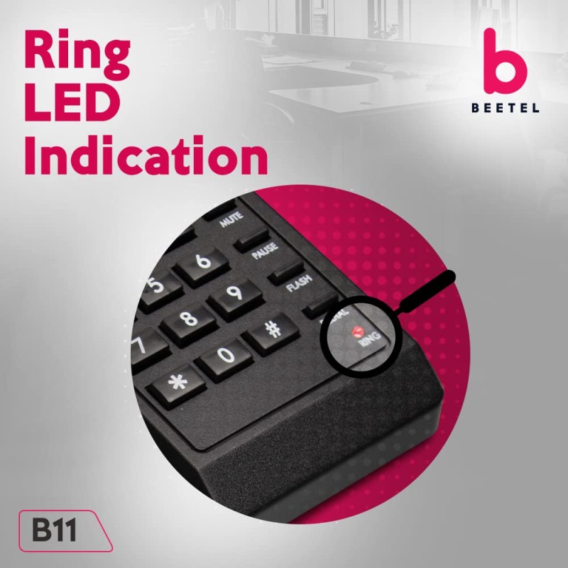 Beetel B11 Corded Landline Phone, Ringer Volume Control, LED for Ring Indication (Black) (B11)