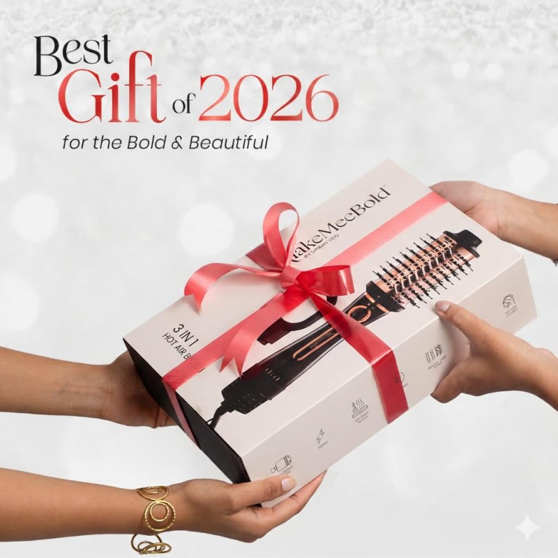 URBANYOG 3 in 1 Hot Air Brush One Step Dryer, Volumizer and Hair Straightener Brush (Rose Gold)