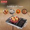 USHA IR2200TCB Infrared Induction Cooktop with grill | 2200 Watts | 11 Power Level | 4 Preset Menu | Feather Touch Controls Black