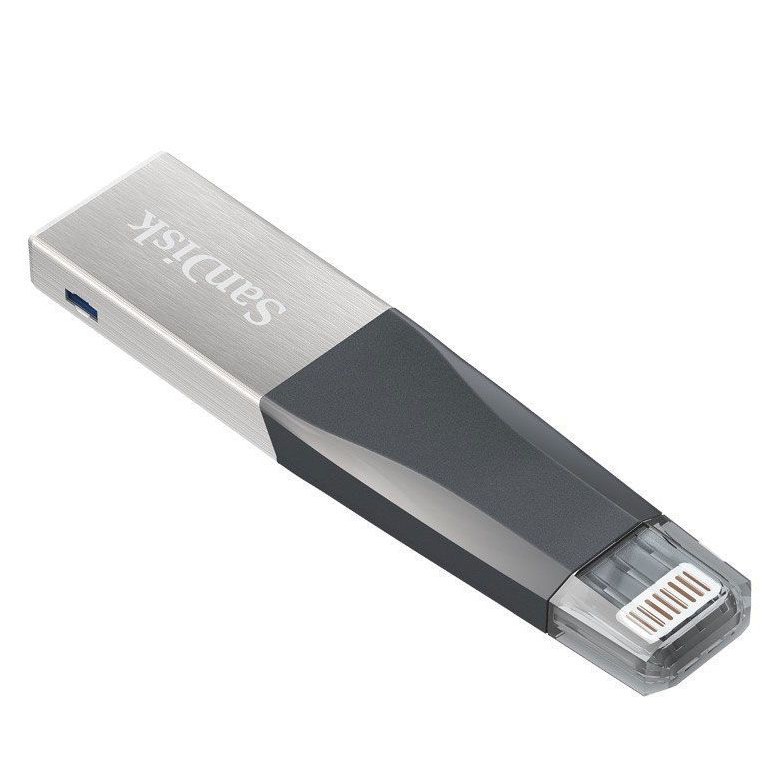 SanDisk iXpand Mini Flash Drive 32 GB OTG Drive Compatible with Desktop Computer, Tablet, Mobile, Laptop USB 3.0 (Grey, Type A to Lightning)