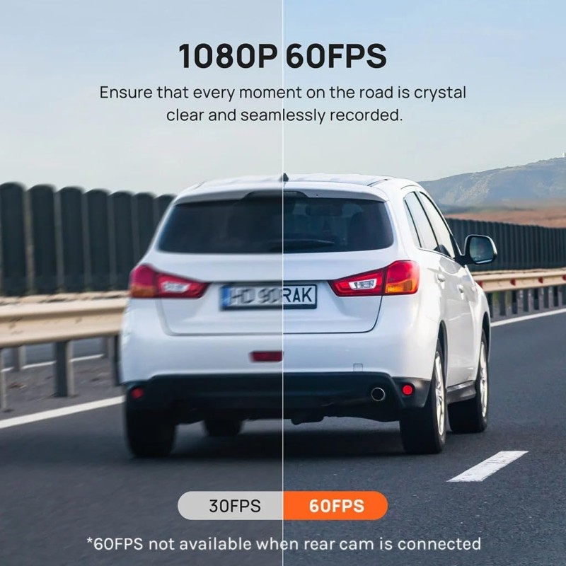 70mai A200 HDR Dual Dash Camera, 1080P Real HDR Front & 1080P Rear, Night Owl Vision, MaiColour Vivid+, G-Sensor