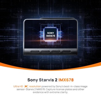 70mai A810 True 4K HDR Dual Dash Cam, Built-in GPS Logger, ADAS, Sony Starvis2 IMX678, 150° Wide, Optional Parking Mode with Motion Detection & Time Lapse, Upto 256GB Supported