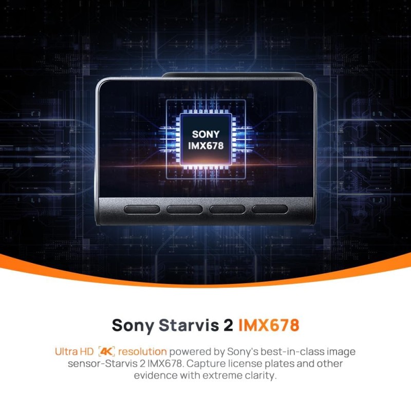 70mai A810 True 4K HDR Dual Dash Cam, Built-in GPS Logger, ADAS, Sony Starvis2 IMX678, 150° Wide, Optional Parking Mode with Motion Detection & Time Lapse, Upto 256GB Supported