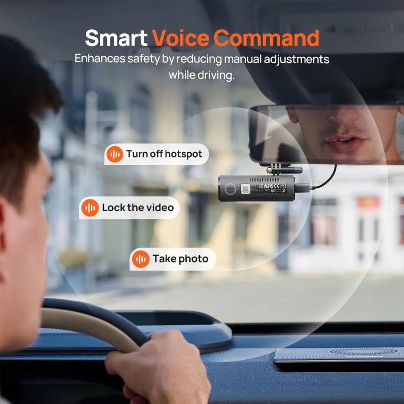 70mai M310 DashCam, 2K Resolution, Type-C Interface, Voice Control, MaiColor Vivid+ Solution, Night Owl Vision