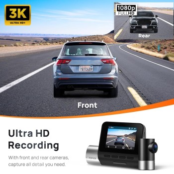 70mai Pro Plus+ A500S Dual Channel Car Dash Cam, 5MP Sony STAVIS IMX335 Sensor, 3K Front & Full HD Rear, Refined ADAS, Built-in GPS Logger, Night Owl Vision, 70mai App, Optional Parking Mode