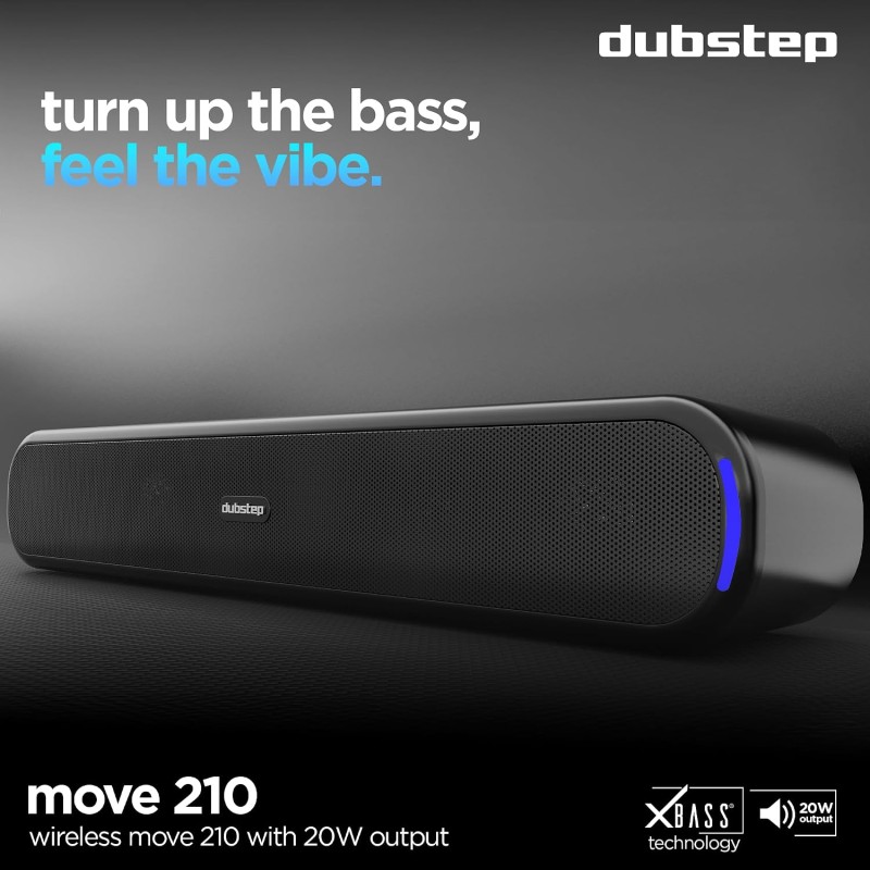 Dubstep Move 210 With 12 Hrs Playtime, 52mm Dynamic Drivers, TWS Pairing 20 W Bluetooth Speaker (Black, 2.0 Channel)