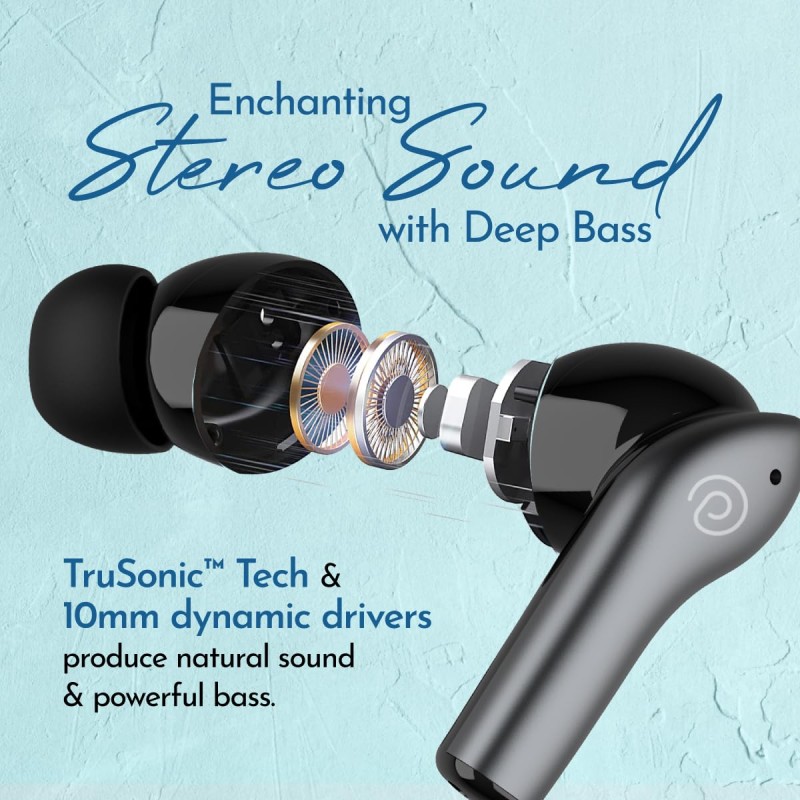 pTron Basspods Encore Quad Mic ENC TWS Earbuds with 50H Playtime, Immersive Sound, in-Ear Bluetooth 5.3 Headphones