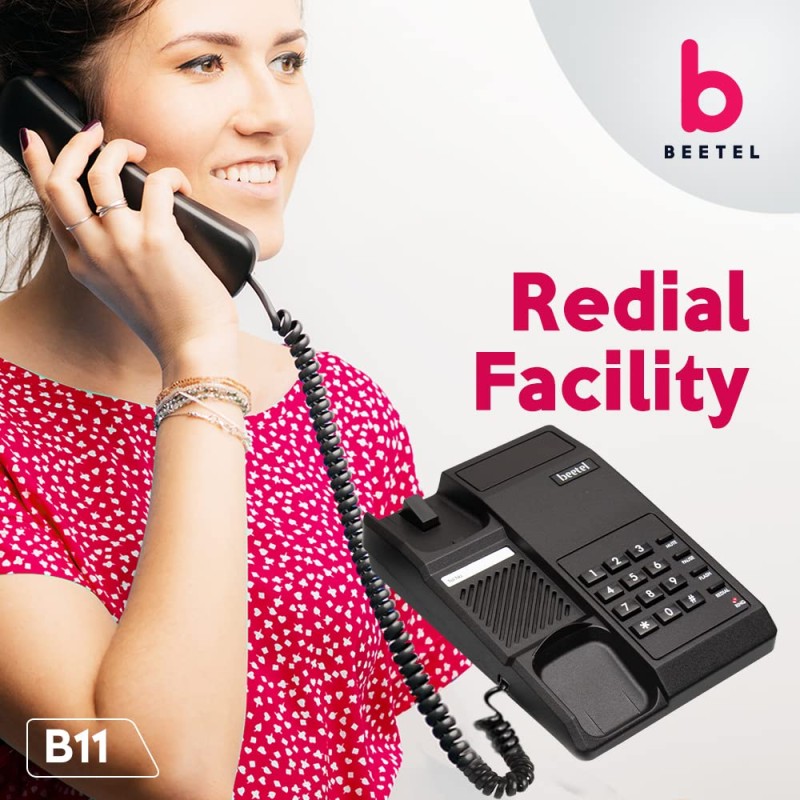 Beetel B11 Corded Landline Phone, Ringer Volume Control, LED for Ring Indication (Black) (B11)