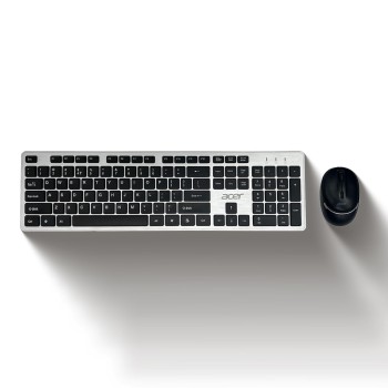 Acer Fusion Wireless Keyboard and Mouse Combo, Durable Stylish Design, 2.4GHz Nano Receiver, 10m Range, Indian Rupee Key (Black & Silver)