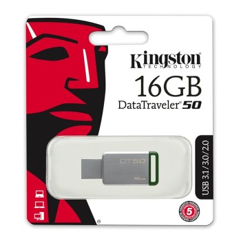 Kingston DataTraveler 16GB USB 3.0 Flash Drive (Silver and Green)