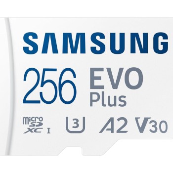 SAMSUNG EVO Plus 256GB Micro w/SD Adaptor SDXC, Up-to 160MB/s, Expanded Storage Memory Card