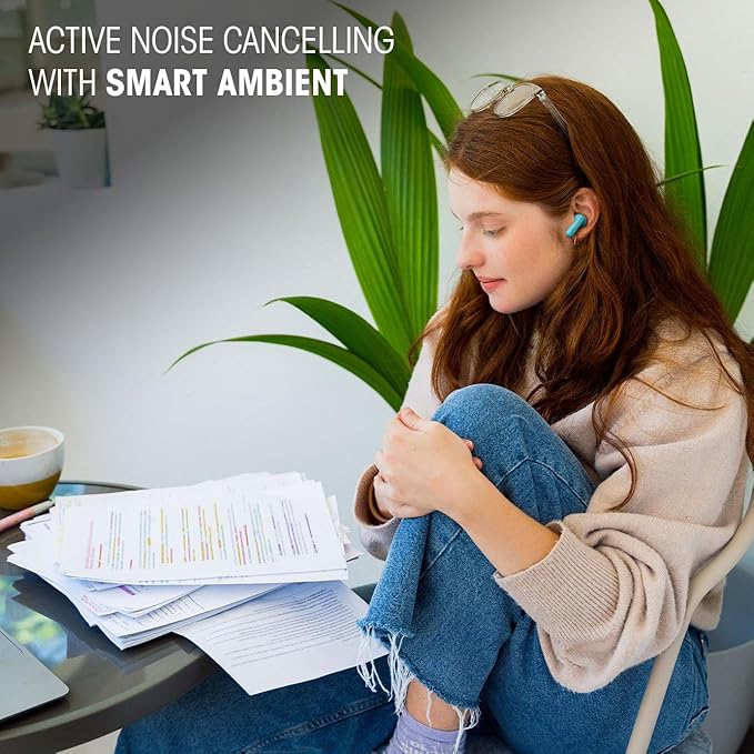 Wave Beam TWS, 32Hr Playtime, IP54, Smart Ambient & TalkThru Mode, JBL App Bluetooth Headset (Mint, In the Ear)