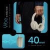 HAMMER Vibe ENC Bluetooth Headphone, 40mm Driver, Dual Pairing, 60hrs Playtime, Voice Assistant, BT V5.4 (Beige)