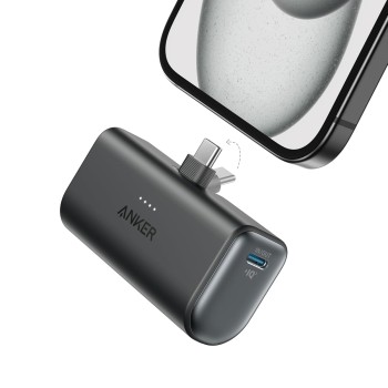 Anker Nano Power Bank, Mini Portable Charger with Built-In Foldable USB-C Connector, 5,000mAh Battery