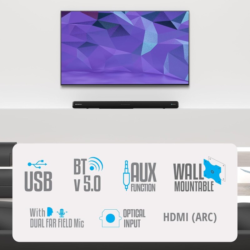 Zebronics ZEB-Jukebar 3820A PRO with Alexa built-in, English/Hindi, BT, Powerful Soundbar 80W RMS, smart App control
