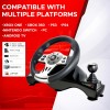 Ant Esports GW190 Race Steering Wheel, Universal USB I 270 Degree rotation with 2 Large Pedals and Shifter Compatible Black Silver