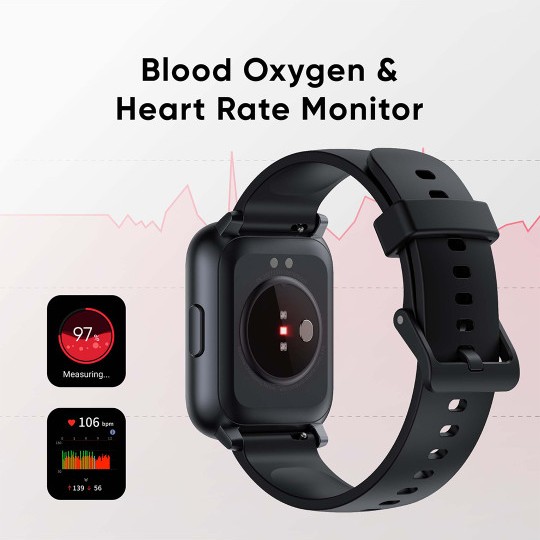 Realme Black Strap TechLife Watch S100 1.69 HD Display with Temperature Sensor Smartwatch