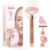 AGARO 4-In-1 Electric Rose Quartz Face Roller With Gua Sha, Jade Roller, Facial Roller Kit for Face, Eye, Neck, Anti-Aging Facial Massager for Anti-Wrinkles, Skin Firming and Lifting (Rose Gold)
