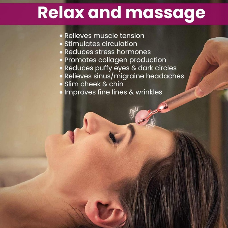 AGARO 4-In-1 Electric Rose Quartz Face Roller With Gua Sha, Jade Roller, Facial Roller Kit for Face, Eye, Neck, Anti-Aging Facial Massager for Anti-Wrinkles, Skin Firming and Lifting (Rose Gold)