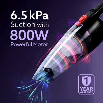 AGARO Regal 800 Watts Handheld Vacuum Cleaner, for Home Use, Dry Vacuuming, 6.5 kPa Suction Power, Lightweight, Lightweight & Durable Body, Small/Mini Size (Black)