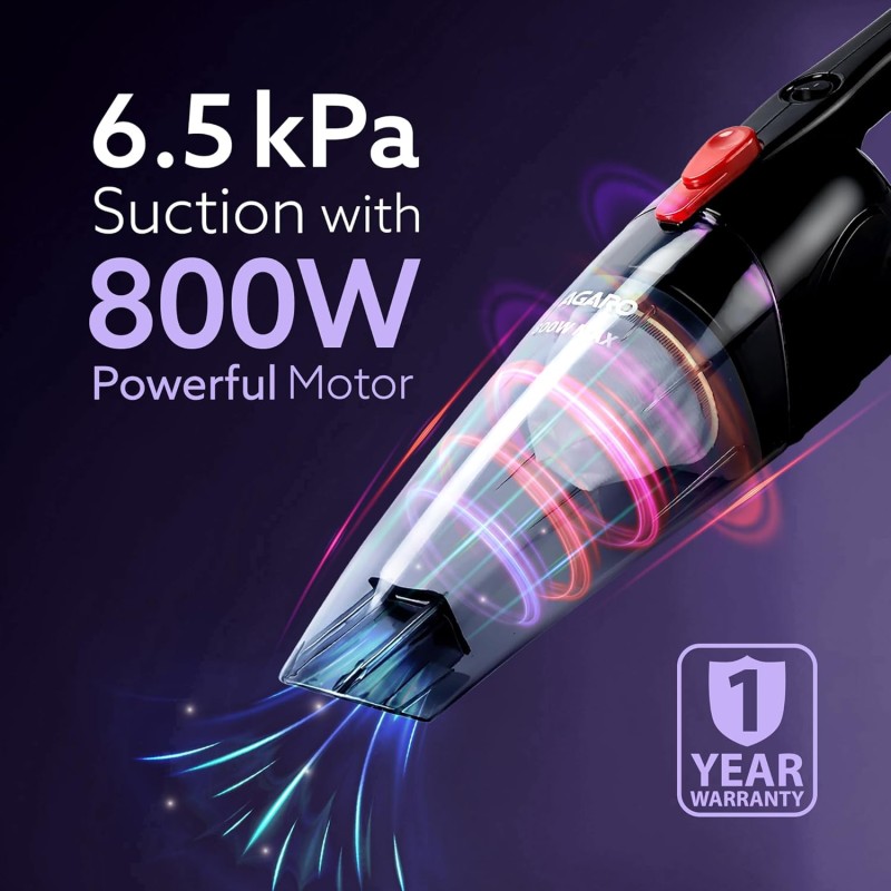 AGARO Regal 800 Watts Handheld Vacuum Cleaner, for Home Use, Dry Vacuuming, 6.5 kPa Suction Power, Lightweight, Lightweight & Durable Body, Small/Mini Size (Black)
