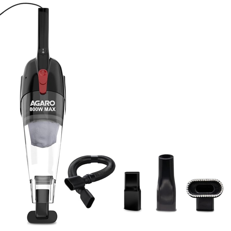 AGARO Regal 800 Watts Handheld Vacuum Cleaner, for Home Use, Dry Vacuuming, 6.5 kPa Suction Power, Lightweight, Lightweight & Durable Body, Small/Mini Size (Black)