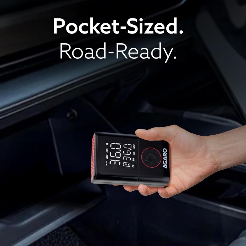 AGARO Regal New Portable Tyre Inflator for Cars & Bikes, 18L/min of Airflow, Upto 150 PSI, 4000 mAh (2 * 2000) Batteries