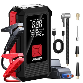 AGARO Regal Tyre inflator & Jump Starter, for Cars & Bikes, 14.8V, Upto 150 PSI, 10000 mAH Powerful Battery