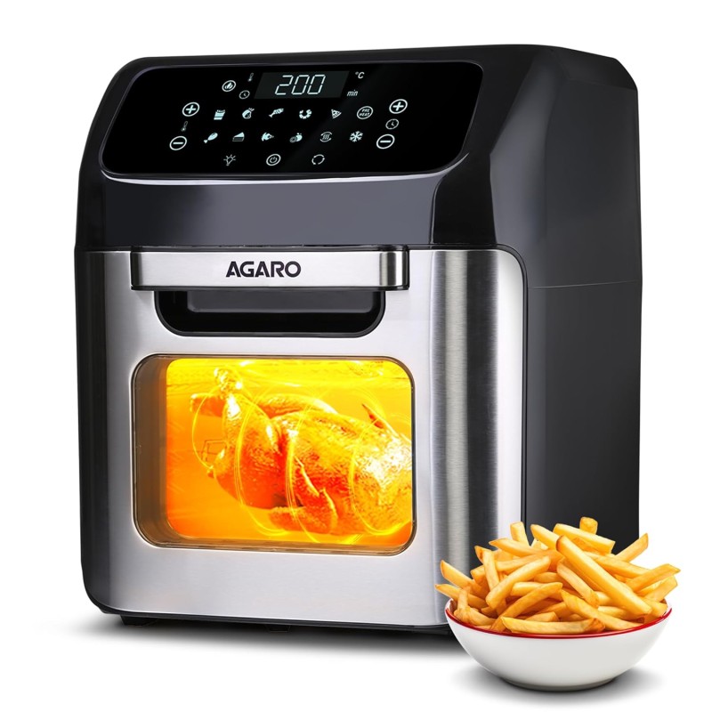 AGARO Regency Air Fryer For Home, 12L, Family Rotisserie Oven, 1800W, 9 Preset Menu, Electric Air Fryer Silver.