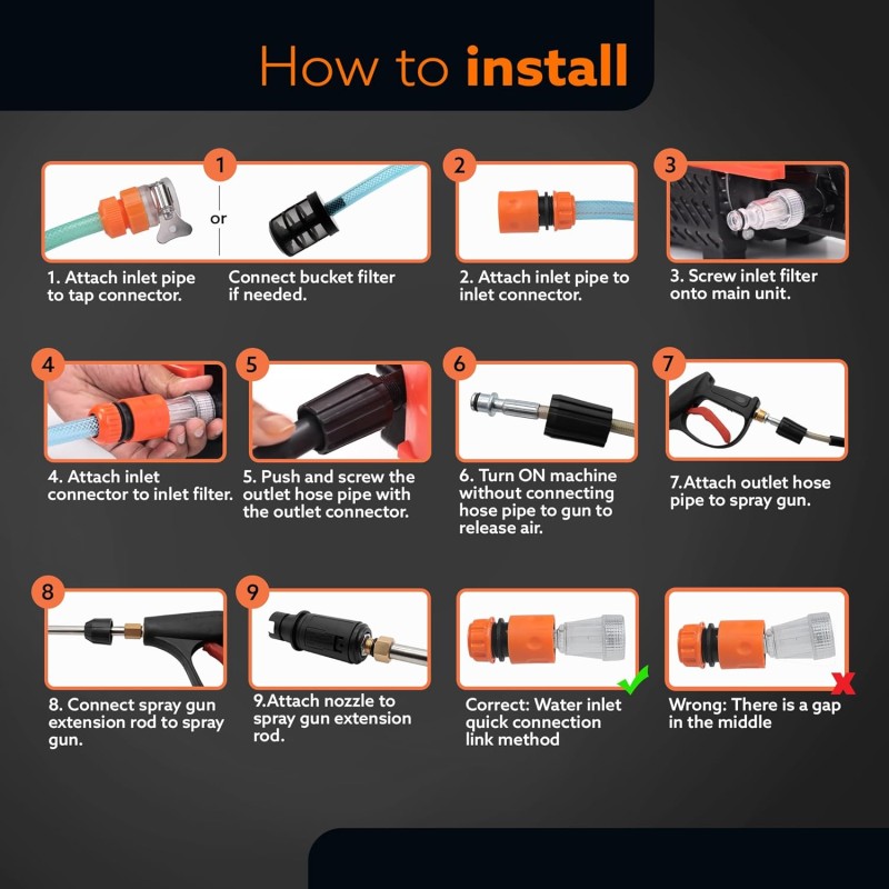 AGARO Supreme High Pressure Washer, Car Washer, 1800 Watts Motor, 120 Bars, 6.5L/Min Flow Rate