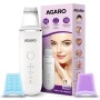 AGARO Ultrasonic Facial Skin Scrubber for Wet Skin, Blackheads Remover and Facial Pores Cleaner with 4 Modes, Stainless Steel Spatula Safe for Skin, 2 Silicone Covers Included, Rechargeable, White