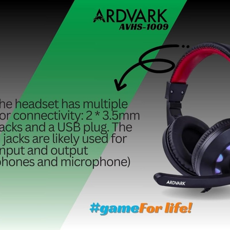 ARDVARK AVHS1009 Gaming Headset for PS5, PS4, Xbox One, Switch, PC with Noise Cancelling Mic, – Black