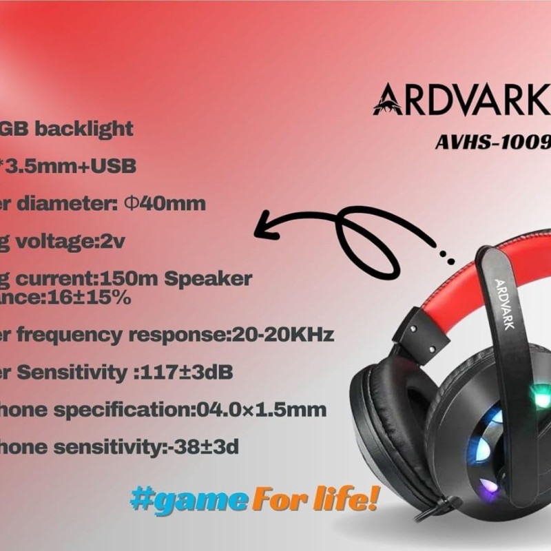 ARDVARK AVHS1009 Gaming Headset for PS5, PS4, Xbox One, Switch, PC with Noise Cancelling Mic, – Black