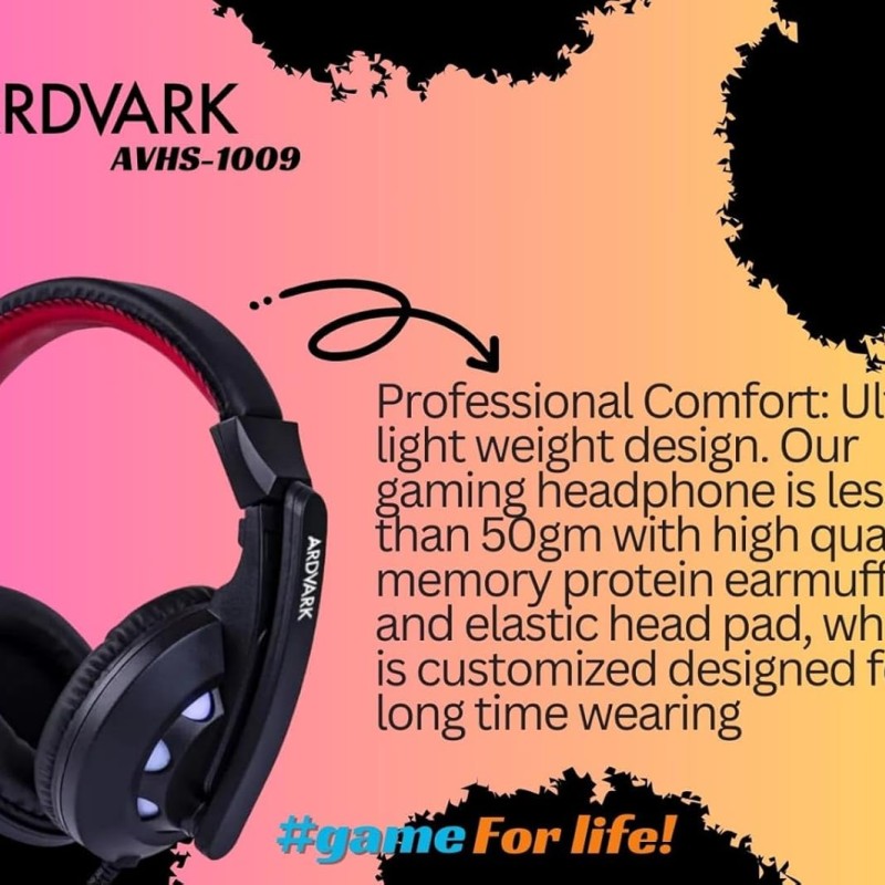 ARDVARK AVHS1009 Gaming Headset for PS5, PS4, Xbox One, Switch, PC with Noise Cancelling Mic, – Black