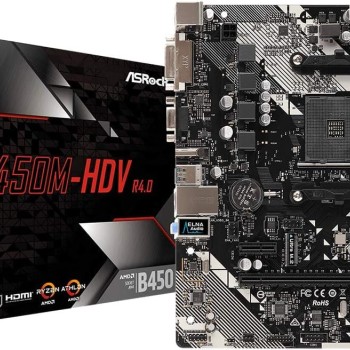 ASRock B450M-Hdv R4.0 Socket Am4/ AMD Promontory B450/ Ddr4/ Sata3&Usb3.1/ M.2/ A&Gbe/Microatx Motherboard