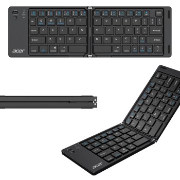 Acer MiniFold Foldable Bluetooth Keyboard, Ultra Portable 66-Key Wireless Keyboard, Bluetooth 5.0, Rechargeable Battery