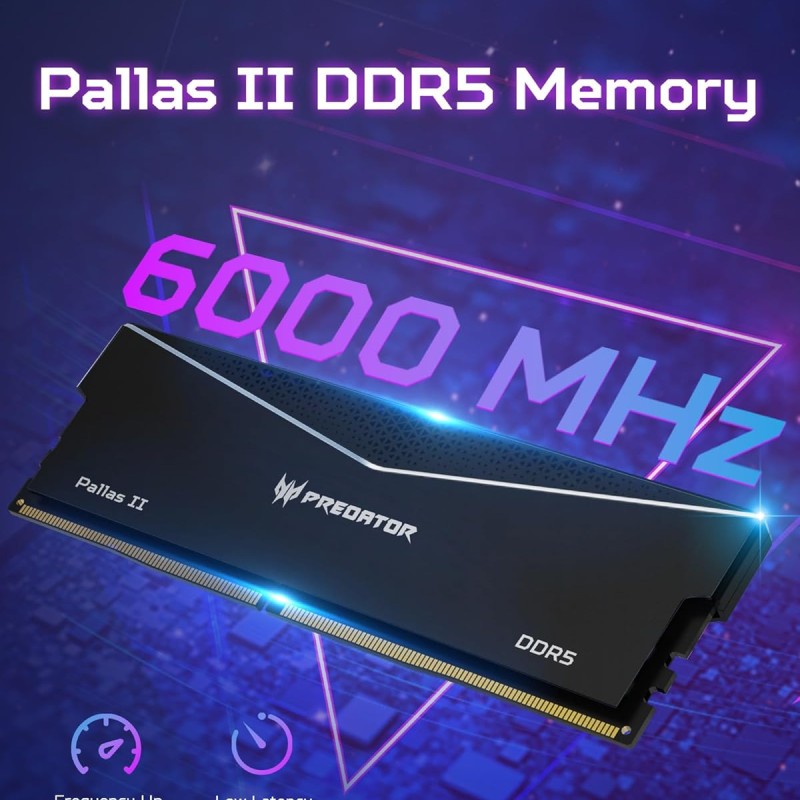 Acer Predator Pallas II DDR5 6000MHz 32GB (2X 16GB) CL30 डेस्कटॉप मेमोरी DDR5 सीरीज (पीसी 5-48000) Intel XPM 3.0 अनुरूप AMD एक्सपो मेमोरी किट ब्लैक BL.9BWR.433