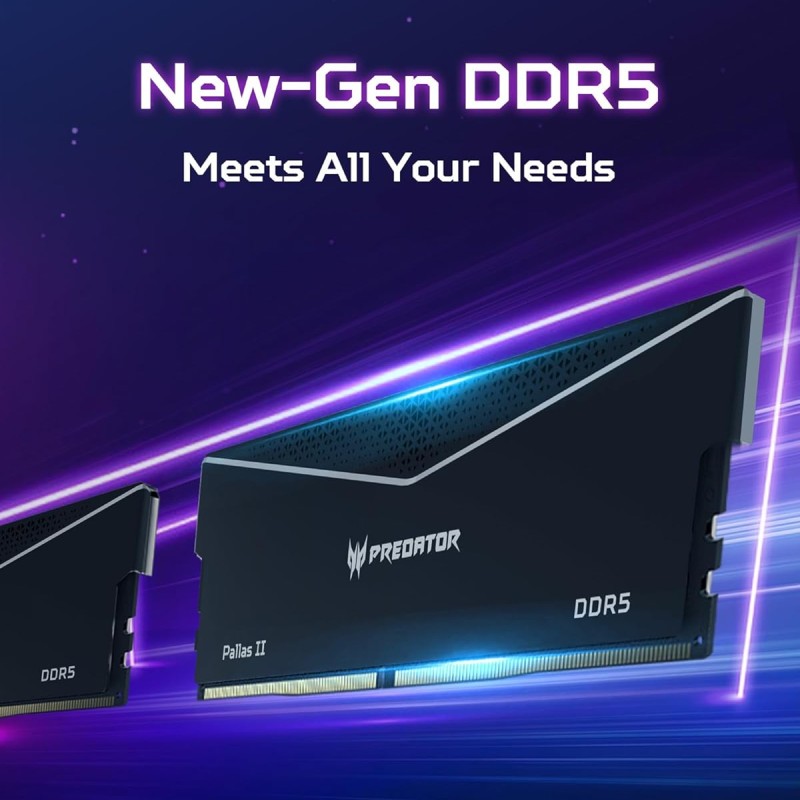 Acer Predator Pallas II DDR5 6000MHz 32GB (2X 16GB) CL30 डेस्कटॉप मेमोरी DDR5 सीरीज (पीसी 5-48000) Intel XPM 3.0 अनुरूप AMD एक्सपो मेमोरी किट ब्लैक BL.9BWR.433